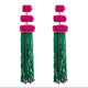 Pink & Green Tassel Earrings